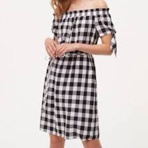 Ann Taylor LOFT Gingham Off the Shoulder Dress
